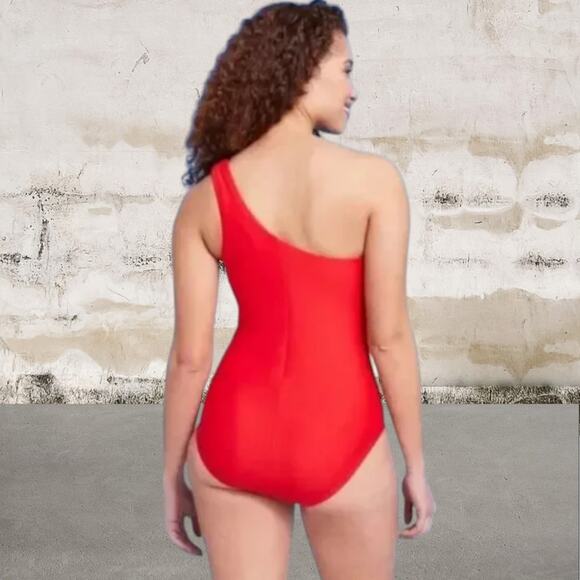 Kona Sol NWT Women's One Shoulder One Piece Swimsuit / Bodysuit Red Size Large - Picture 2 of 4